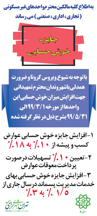 تسهیلات شهرداری منطقه چهار به صاحبان مشاغل خوش حساب