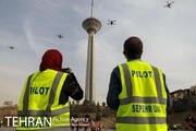 پروازدسته جمعی پهپادها در برج میلاد تهران