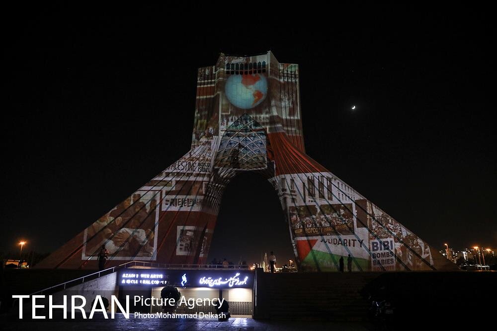 اجرای نورپردازی سه بعدی با موضوع اعلام همدردی با مردم مظلوم غزه