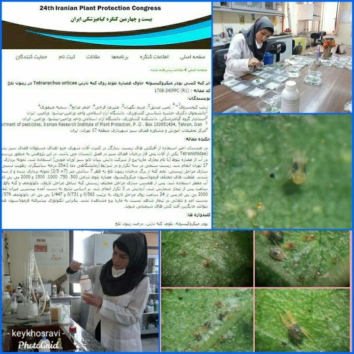 پذیرش مقاله علمی منطقه۱۷ در کنگره گیاهپزشکی ایران