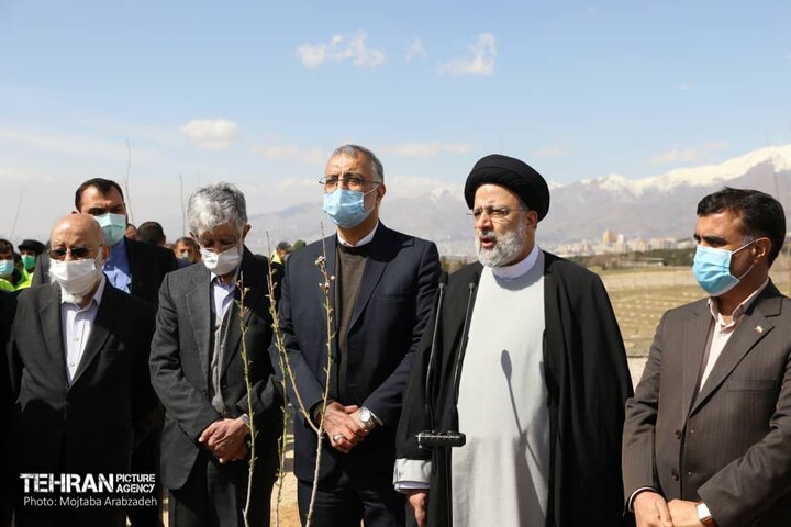 نهال‌کاری شهردار تهران و رئیس‌جمهور به مناسبت روز درختکاری