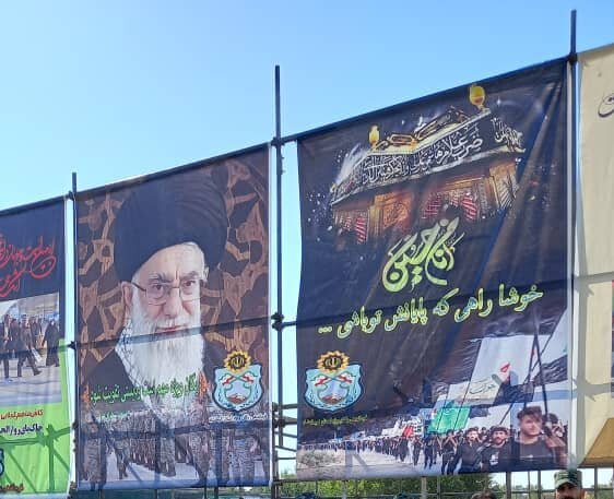 نصب بنرهای فرهنگی در مسیر صد کیلومتری «راه کربلا» در مرز خسروی