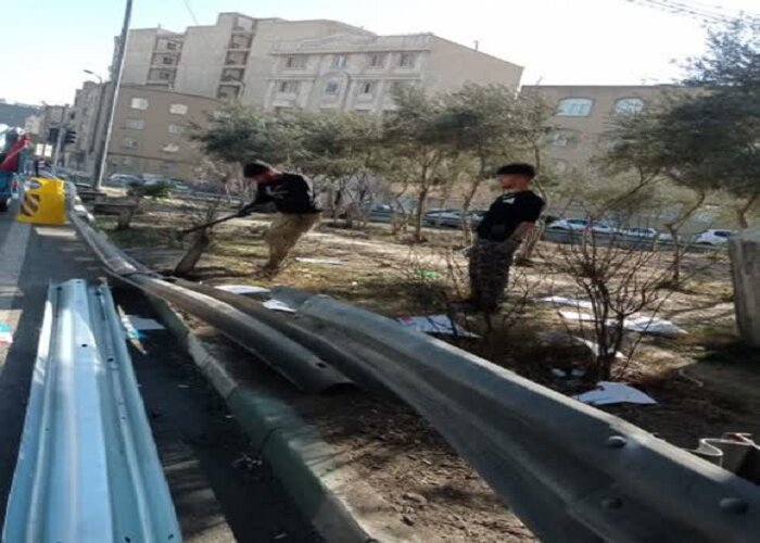 نصب ۴۰۰ متر طول گاردیل در طرح بهاران خدمت در منطقه ۵