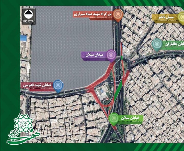 آغاز عملیات اصلاح و ساماندهی ترافیکی میدان سبلان در تقاطع با بزرگراه شهید صیاد شیرازی