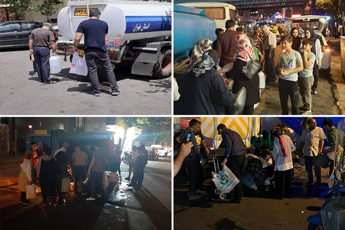 استقرار تانکرهای حامل آب شرب در نقاط مختلف پایتخت