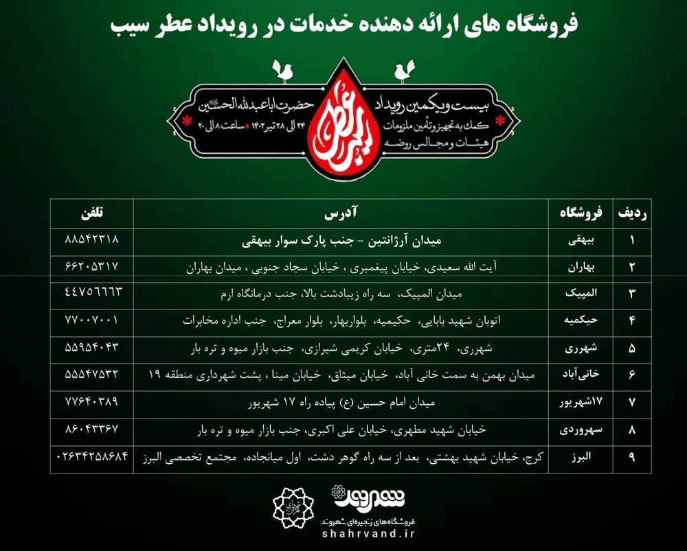 مشارکت فروشگاههای شهروند در رویداد عاشورایی عطر سیب/ برپایی غرفه «شهروند» در میدان امام حسین(ع) از ۲۴ تا ۳۰ تیرماه