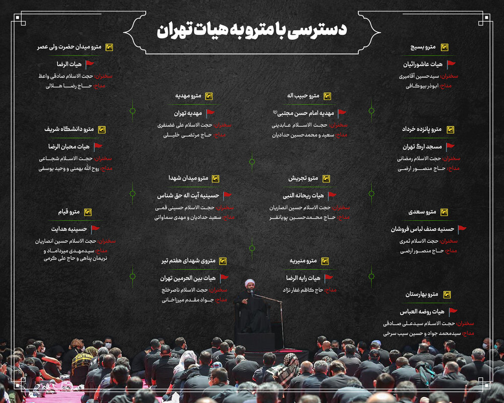 دسترسی مترویی به هیاتهای شاخص تهران در محرم امسال+اینفو