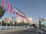نصب ابر پرچم ایران در  منطقه چهار به مناسبت ۲۲ بهمن