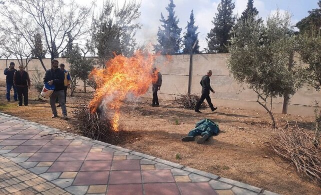 تمرین عملیاتی مواجهه با آتش‌سوزی جنگل‌کاری قصر فیروزه در منطقه ۱۴