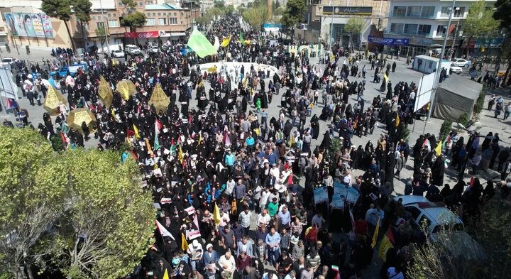 تجلی حضور حماسه آفرین روزه داران و نمازگزاران قبله تهران در راهپیمایی روز جهانی قدس
