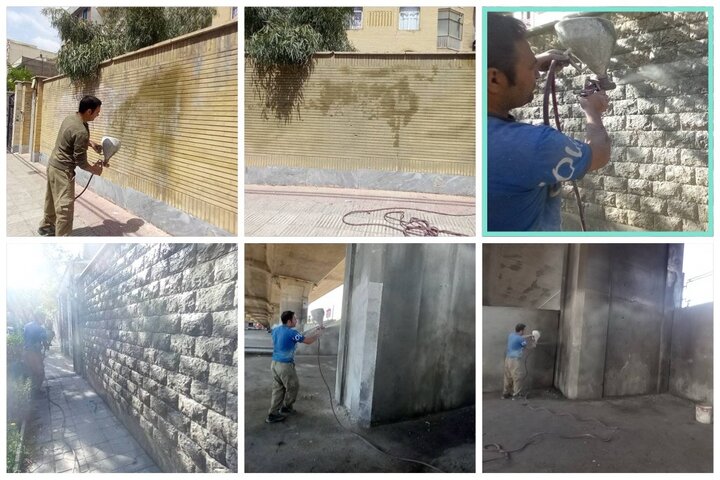 تداوم پاکسازی و رنگ‌آمیزی دیوار نوشته‌های غیرمجاز در منطقه ۴