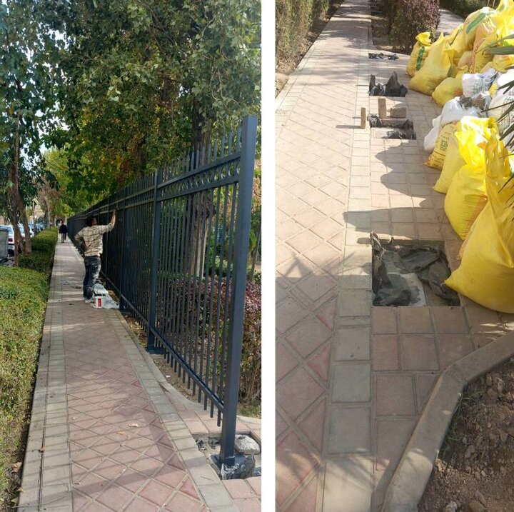 اجرای نرده‌کشی بوستان ۱۷ شهریور در منطقه ۱۲