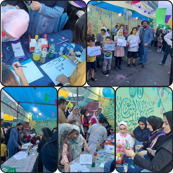 آموزش مفاهیم اولیه محیط زیست به کودکان شهر با زبانی ساده و قابل فهم در موکب عید غدیر منطقه۱۲