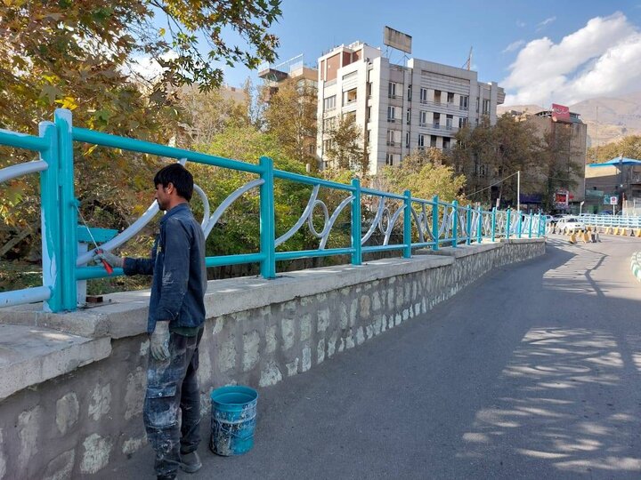 رنگ‌آمیزی کافوها و جداول و المان‌های شهری در منطقه یک