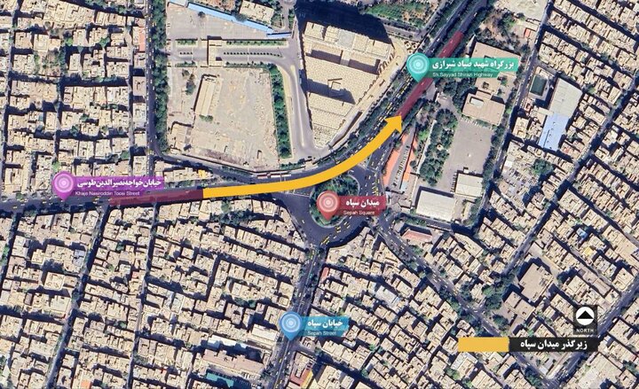 انحراف ترافیک در بزرگراه شهید صیاد شیرازی/ تداخلات شدید ترافیکی در میدان سپاه کاهش می‌یابد