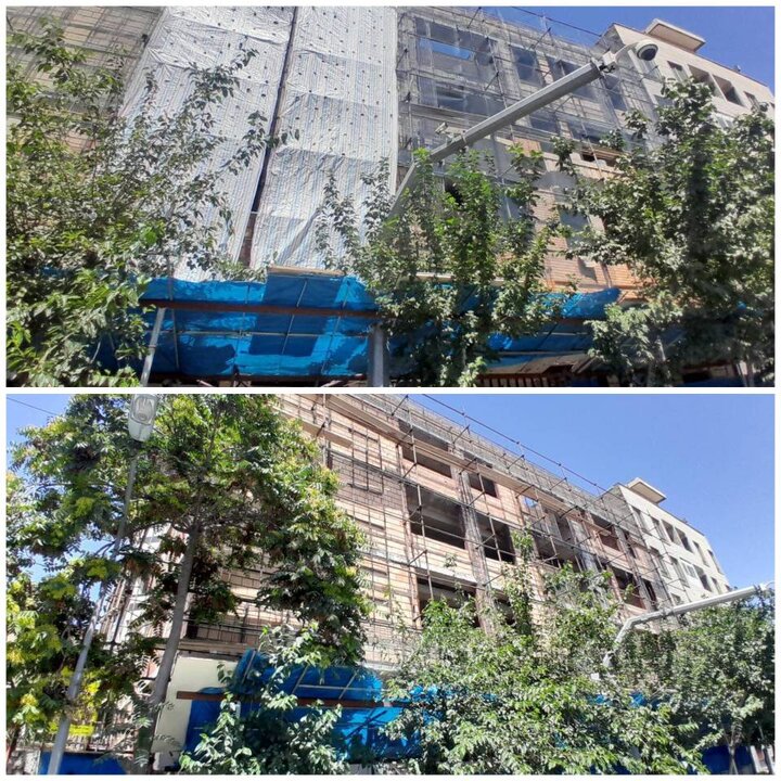 نصب پوشش کارگاهی جهت تامین ایمنی عابران در خیابان آذربایجان و ۱۲ فروردین