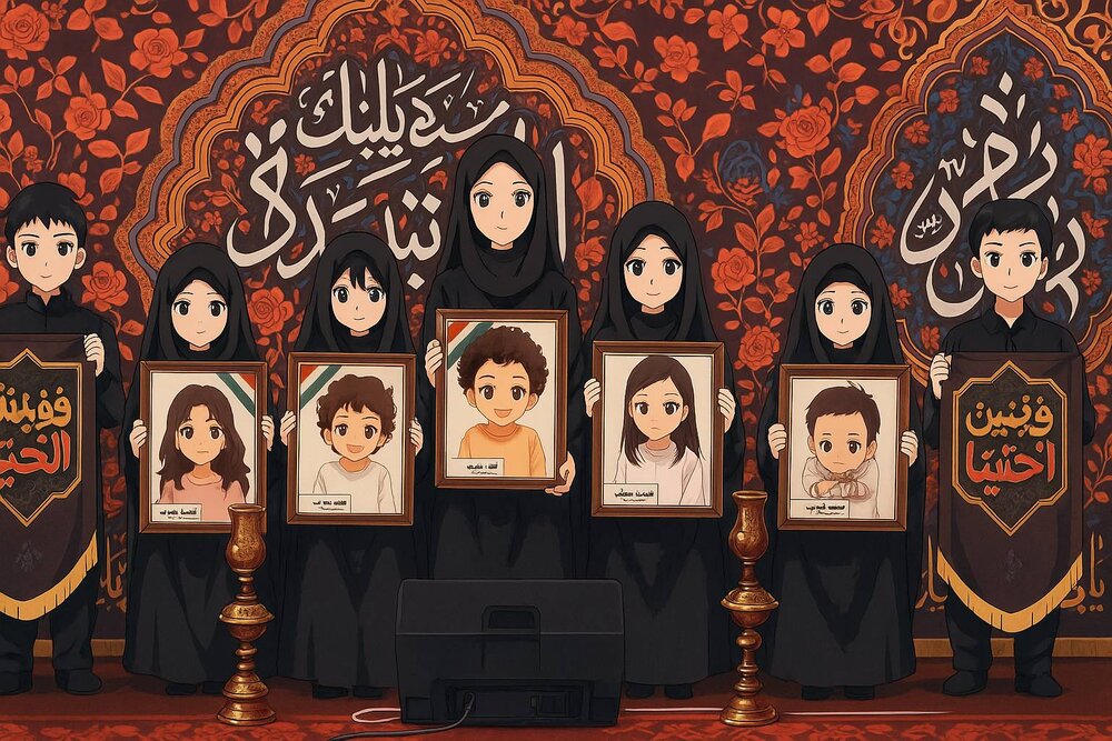 استقبال کودکان عراقی از پردیس فرهنگی محبان الرضا «ع» در طریق الحسین علیه السلام / ادای احترام به شهدای غزه و جنگ ۱۲ روزه در موکب منطقه ۱۳