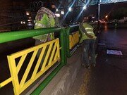 رنگ‌آمیزی گسترده نرده‌های مسیر BRT بزرگراه شهید سلیمانی