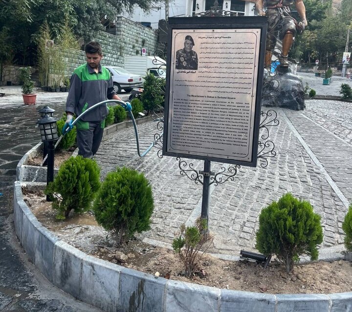 رنگ‌آمیزی و کاشت درختچه برای زیباسازی مسیر گردشگری دربند