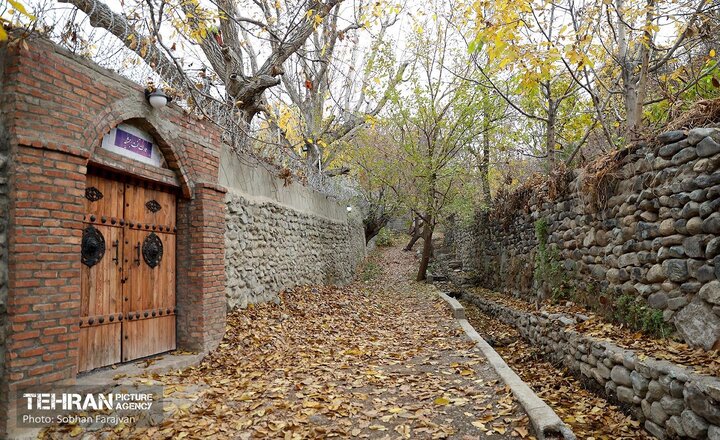 طبیعت پاییزی کوچه باغ‌های محله کن