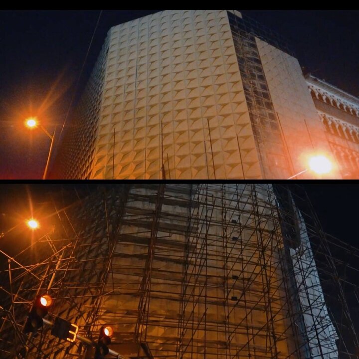 جمع‌آوری داربست‌های نمای بیرونی پاساژ علاءالدین توسط شهرداری پس از ۳ سال/ تامین امنیت عمومی و رفع خطر از چهارراه پرتردد تهران