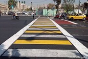 تقاطع آزادی – رودکی ایمن‌تر شد؛ اجرای طرح گذرگاه عابر پیاده