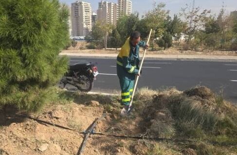 اجرای ۲ کیلومتر لوله‌کشی آبیاری قطره‌ای فضای سبز بلوار آیت‌الله مجتبی تهرانی