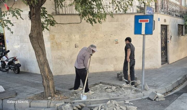 اجرای طرح اصلاح هندسی پیاده‌روها و معابر در شهرک سروآزاد