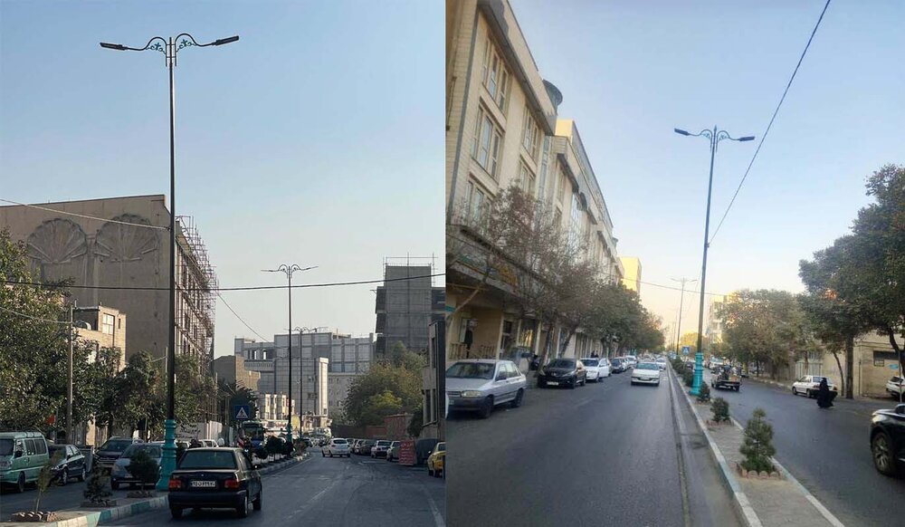 نصب ۳۶ پایه چراغ روشنایی در خیابان‌های شهید غیوری شمالی و جنوبی در منطقه ۲۰