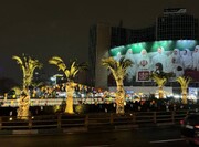 زیبایی شبانه با اجرای نورپردازی جدید و جان بخشی و پرواز نور در تاج درختان نخل