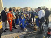 تمرین عملیاتی مشترک تست تجهیزات پایگاه ویژه مدیریت بحران و ۱۳۷ نواحی ششگانه در میدان امام حسن مجتبی منطقه ۱۴