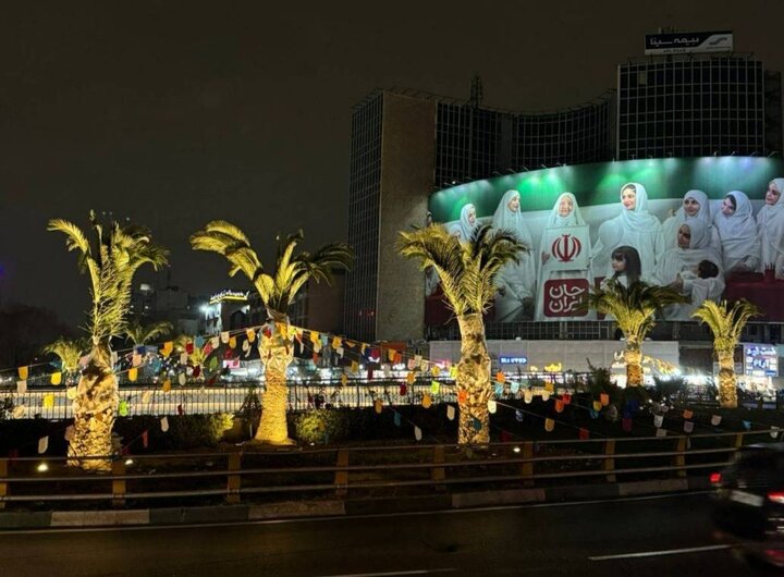 زیبایی شبانه با اجرای نورپردازی جدید و جان بخشی و پرواز نور در تاج درختان نخل