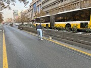 اجرای طرح رنگ‌آمیزی گلدان‌های خیابان ولی‌عصر(عج) در منطقه ۶