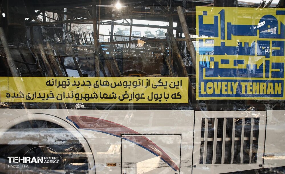 خسارات وارده به اتوبوس‌های شهر تهران