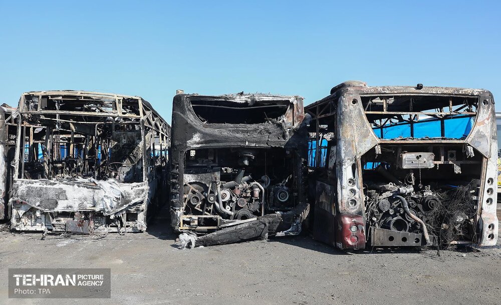 خسارات وارده به اتوبوس‌های شهر تهران