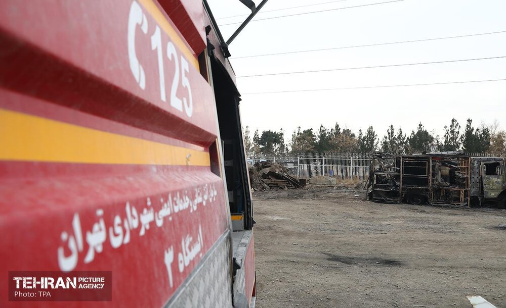 خسارات وارده به خودروهای آتش نشانی شهر تهران