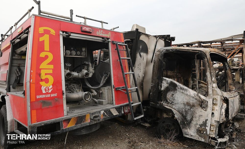 خسارات وارده به خودروهای آتش نشانی شهر تهران