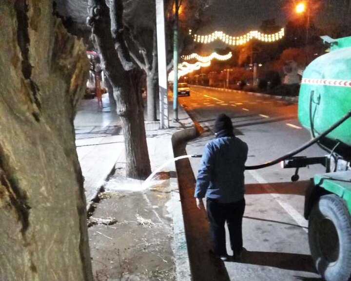 اجرای عملیات یخ‌آب زمستانه درختان در منطقه ۲۰