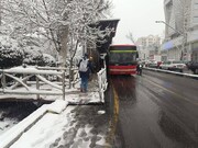 تداوم خدمات منظم ناوگان اتوبوسرانی تهران در شرایط برفی و یخبندان