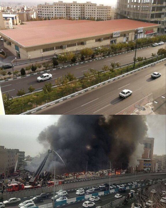 آتش‌سوزی گسترده در بازار جنت/ حریق مهار شده اما هنوز خاموش نشده است