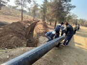 اجرای عملیات لوله‌کشی و اتصال مخازن آب بوستان جنگلی چیتگر