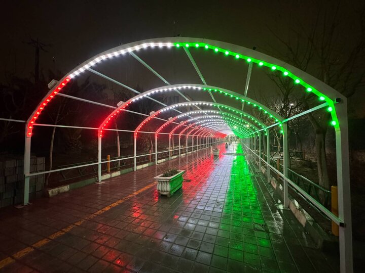 اجرای تونل نوری در خیابان ابوذر در راستای ابلاغ قرارگاه سیما و منظر شهری