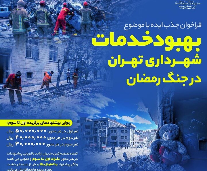 جذب ایده با موضوع بهبود خدمات ارائه شده از سوی شهرداری تهران در جنگ رمضان