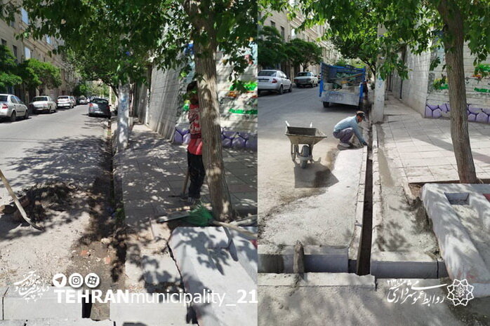 پاسخ به مطالبات شهروندی؛ لکه‌گیری و مرمت معابر در ناحیه یک منطقه ۲۱