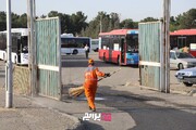 استقرار نیروهای نگهداشت شهری در محدوده ورزشگاه آزادی همزمان با مراسم تشییع پیکر رهبر شهید