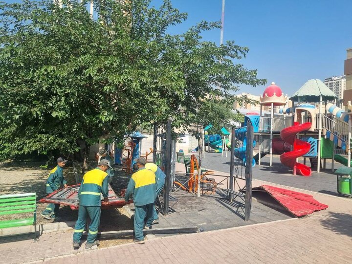 تجهیز «بوستان پونه» به مبلمان شهری و آلاچیق‌های جدید