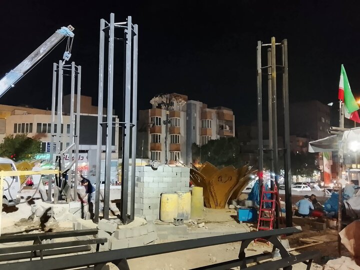 پیشرفت عملیات بهسازی و بازآفرینی میدان جمهوری اسلامی؛ پایه‌گذاری یادمان «مقاومت» آغاز شد