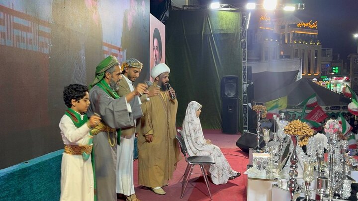 مراسم ازدواج زوج جوان یمنی و جشن تولد فرزند شهید در میدان تجریش
