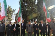 ابرپرچم ۶۶ متری ایران در منطقه ۱۳ تهران به اهتزاز درآمد