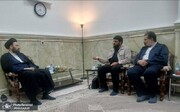 قدردانی سیدعلی خمینی از فعالیت‌های سازمان بهشت حضرت زهرا(س) در ایام جنگ/ تبادل نظر درباره خدمات مجموعه حرم مطهر به زائران امام(ره)